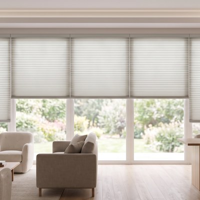 Cellular Shades installed in a living and dining room