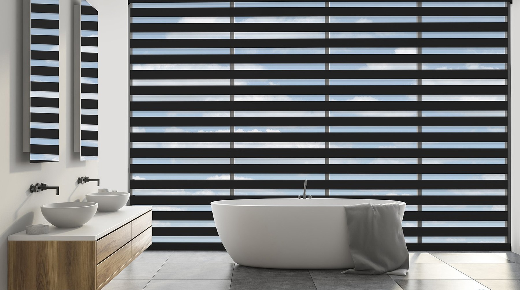 Dual Shades installed in a bathroom