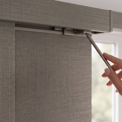 Close-up of Panel Tracks fabric texture and panel edge