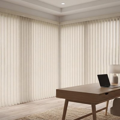 PVC Verticals wrapping a corner window wall in a home office
