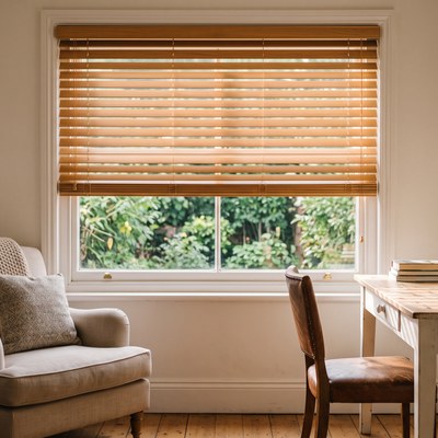 2 inch Wood Blind installed in a home office
