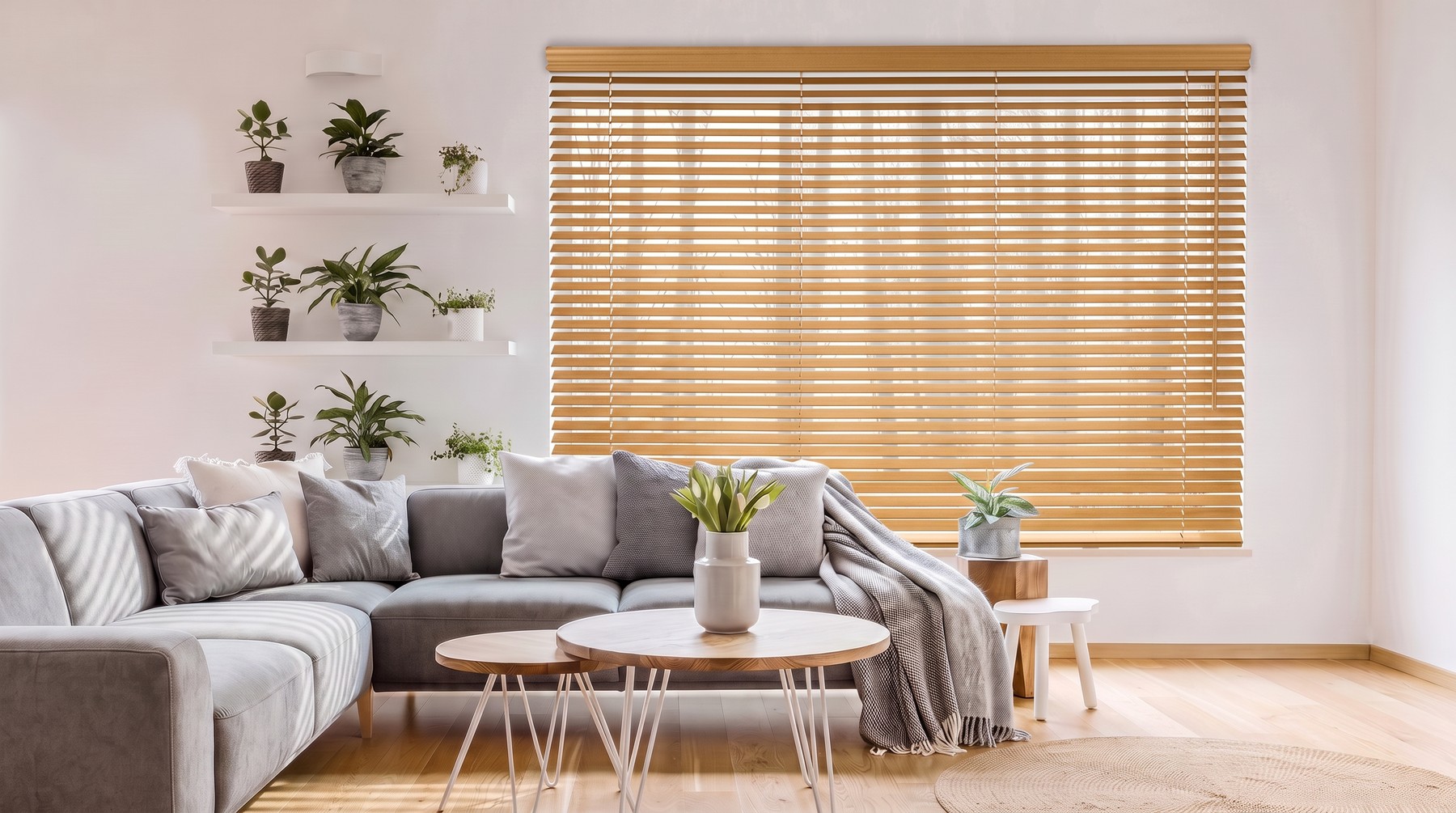 2 inch Wood Blind installed in a living room